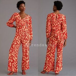 ANTHROPOLOGIE Faithfull The Brand Cutout Betina Wide Leg Jumpsuit Pants XS NWT